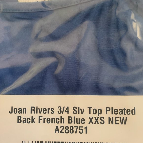 NWT JOAN RIVERS 3/4 SLEEVE PLEATED BACK TOP XXS- FRENCH BLUE - Picture 10 of 10